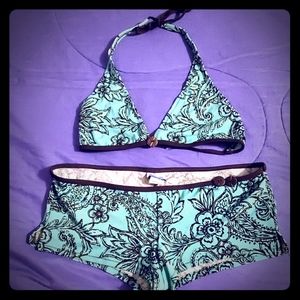 Cute Teal Floral Bikini